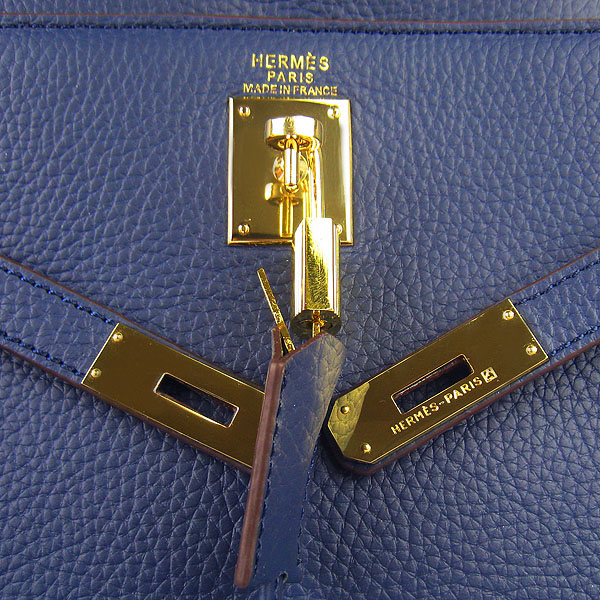High Quality Hermes Kelly 35cm Togo Leather Bag Dark Blue 6308
